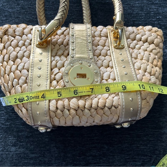EUC Michael Kors wicker purse Gold accents Braided handle - Picture 8 of 13
